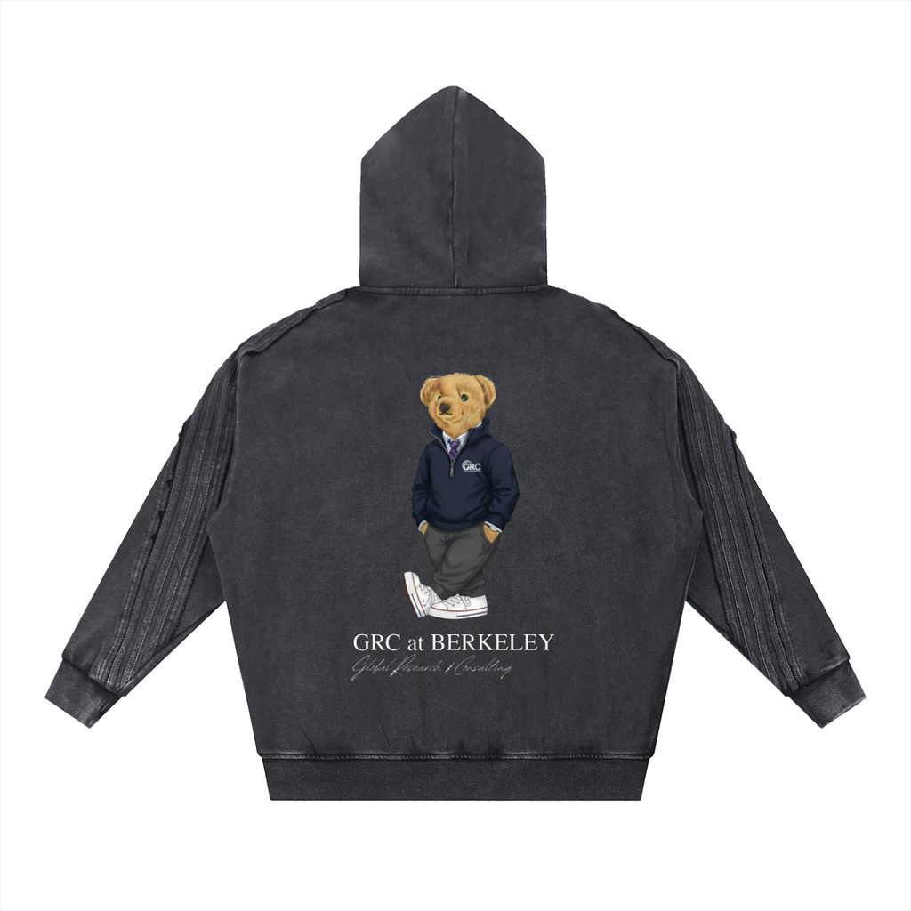 Snow Washed Tape Raw Edge Zip Hoodie